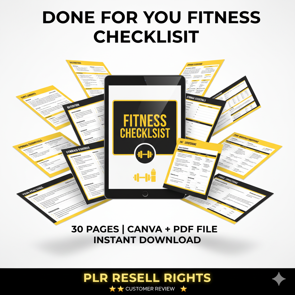 Fitness Checklist Printable with PLR Resell Rights